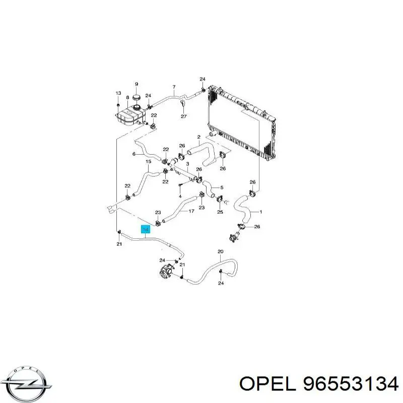 Шланг (патрубок) обогрева дроссельной заслонки 96553134 Opel