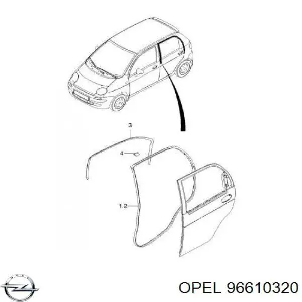 96610320 Opel compactador da porta traseira direita (na porta)