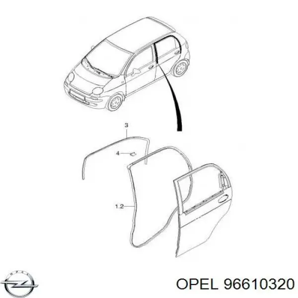 Купить 96315705 General Motors Уплотнитель двери задней правой (на двери)