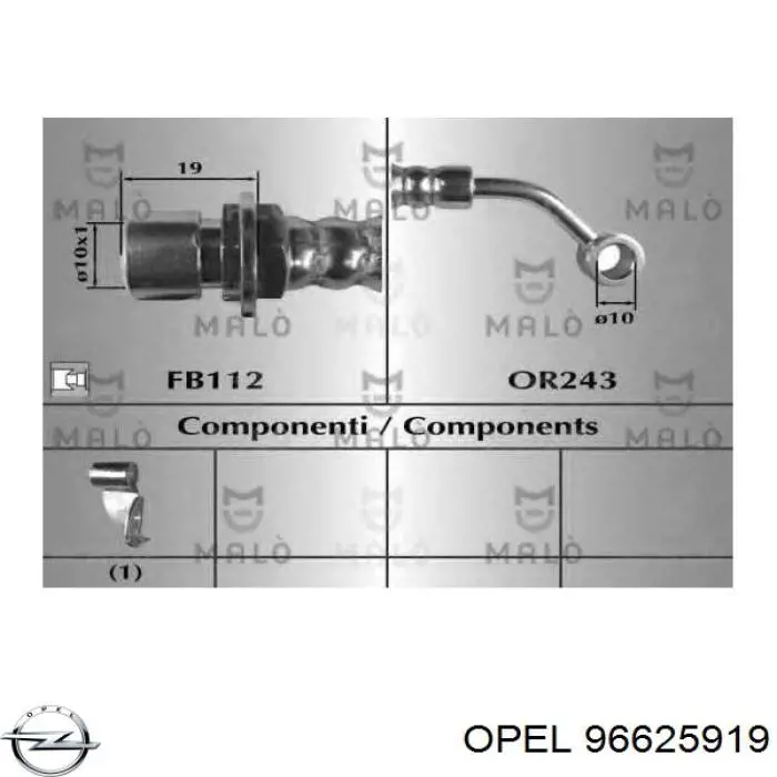 96625919 Opel mangueira do freio traseira esquerda