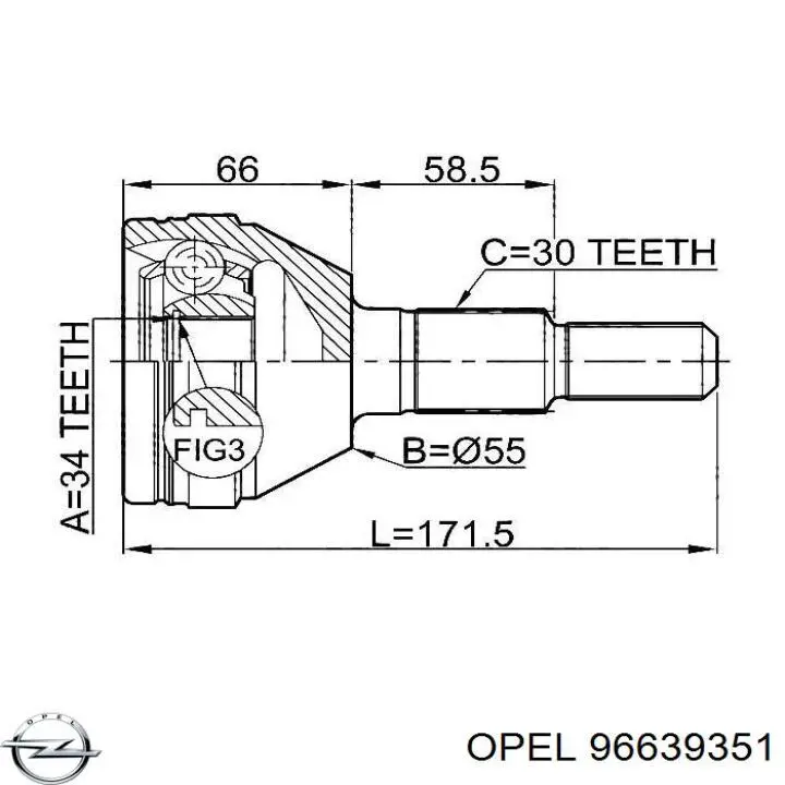 Пильник ШРУСа зовнішній, передній піввісі 96639351 Opel
