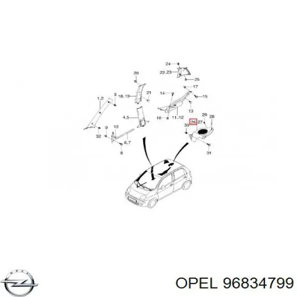 Обшивка (облицовка) крышки багажника (двери 3/5-й задней) 96834799 Opel