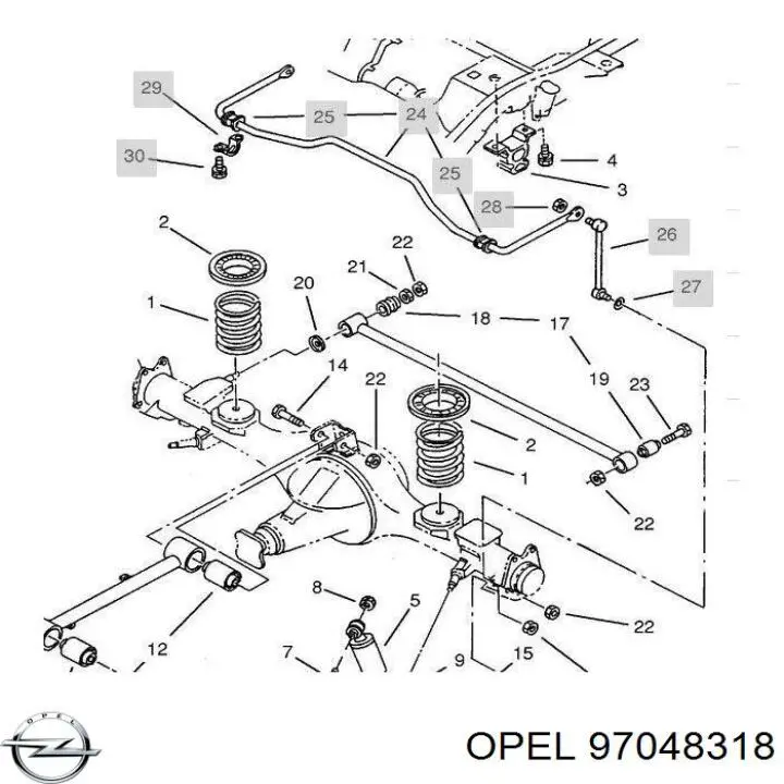 Втулка стабилизатора заднего Opel 97048318
