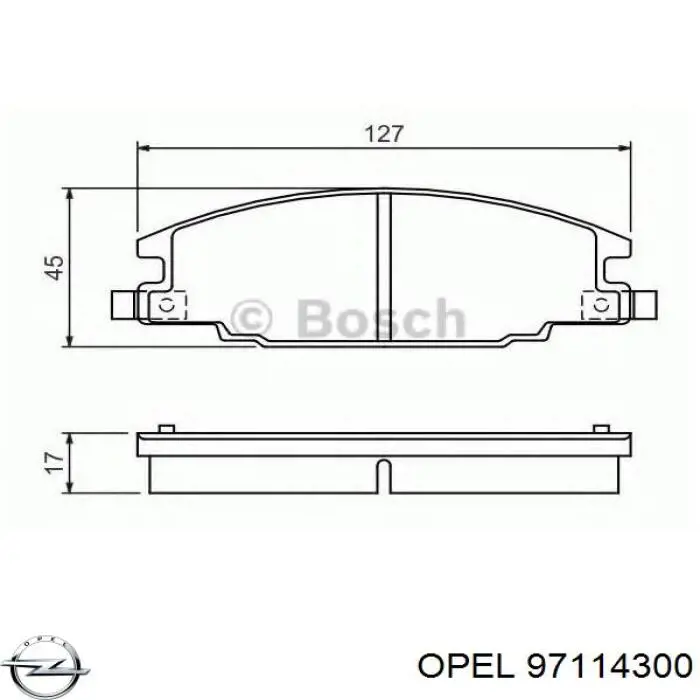 Передние тормозные колодки 97114300 Opel