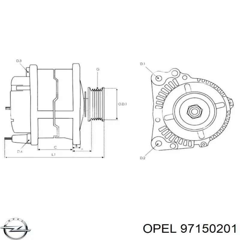 Генератор 97150201 Opel