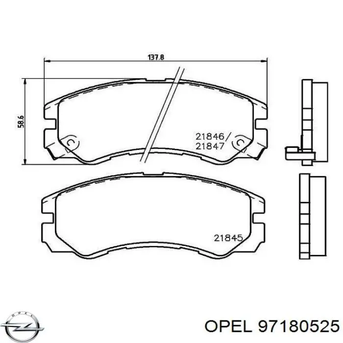 Передние тормозные колодки 97180525 Opel