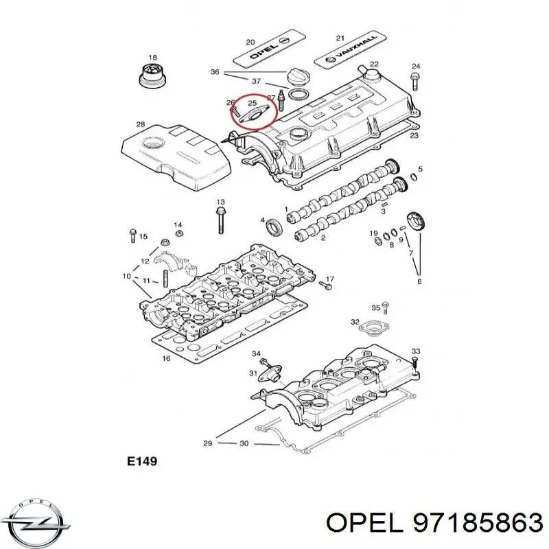 Прокладка клапанной крышки двигателя верхняя Opel 97185863 цена, от 7.94 USD