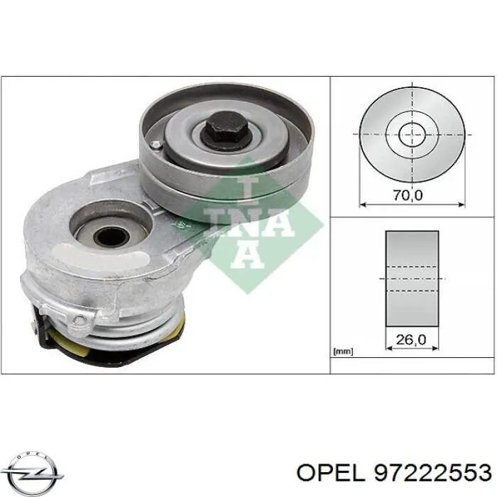Роликовий модуль натяжителя ремня Opel 97222553 цена, от 70.75 USD