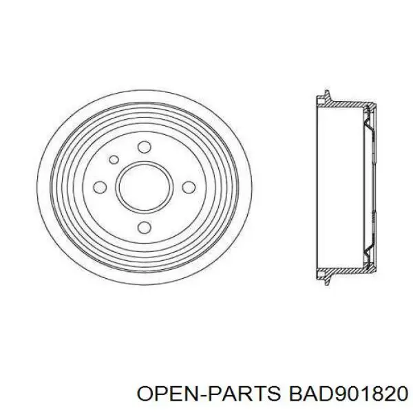 Тормозной барабан BAD901820 Open Parts