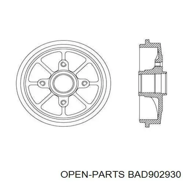 Тормозной барабан BAD902930 Open Parts