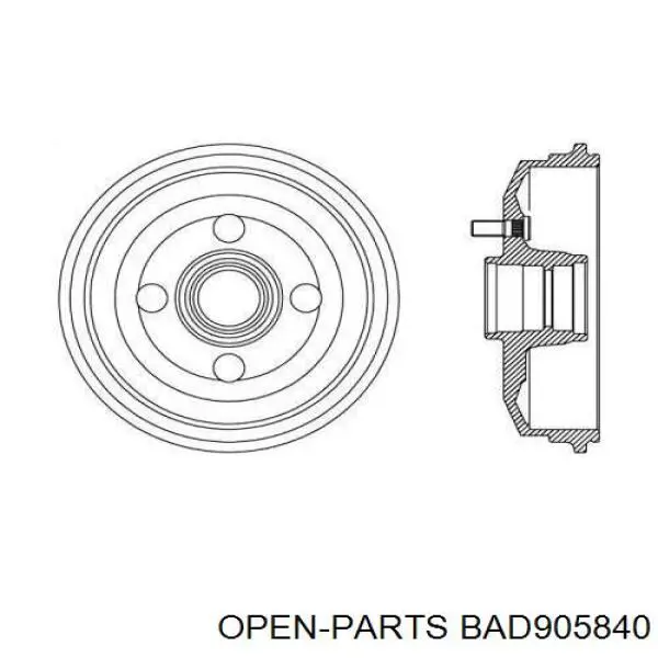 Тормозной барабан BAD905840 Open Parts