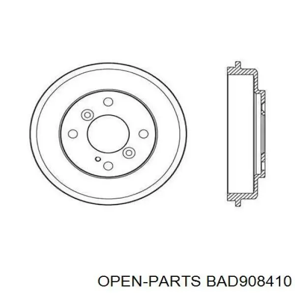 BAD9084.10 Open Parts tambor do freio traseiro