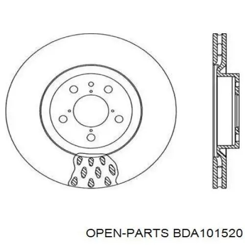 Передние тормозные диски BDA101520 Open Parts