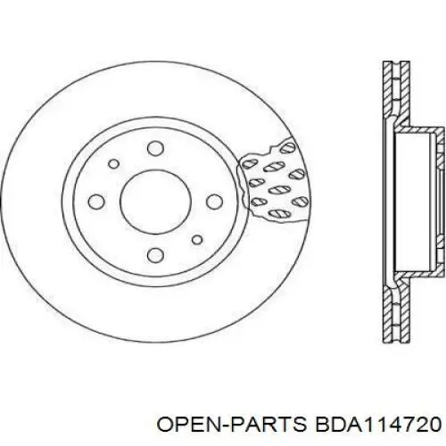 Передние тормозные диски BDA114720 Open Parts