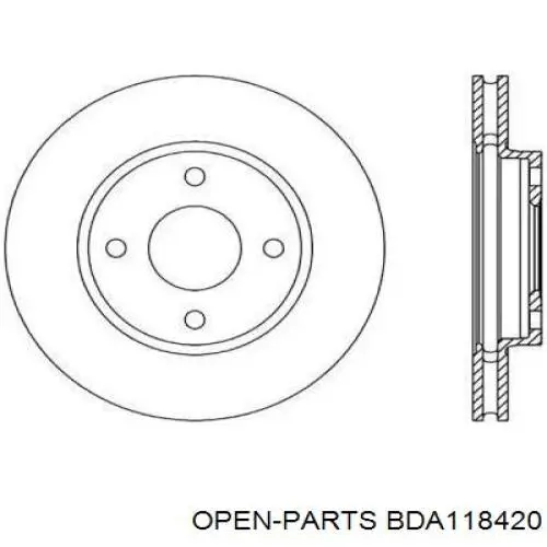 Передние тормозные диски BDA118420 Open Parts