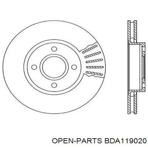 Передние тормозные диски BDA119020 Open Parts