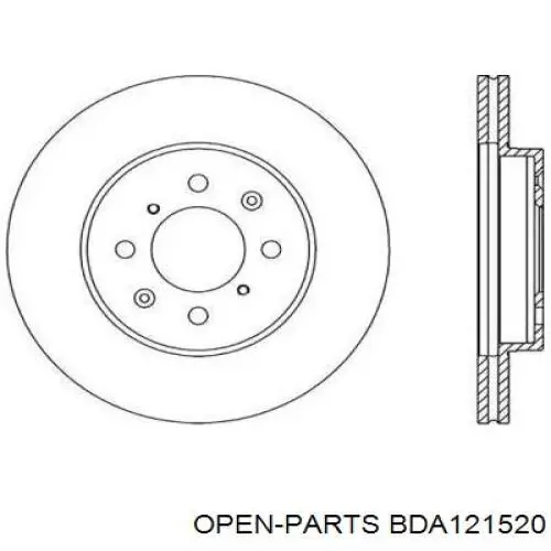 Передние тормозные диски BDA121520 Open Parts