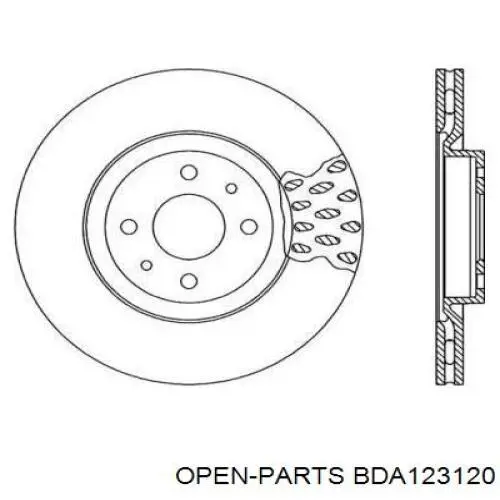 Передние тормозные диски BDA123120 Open Parts