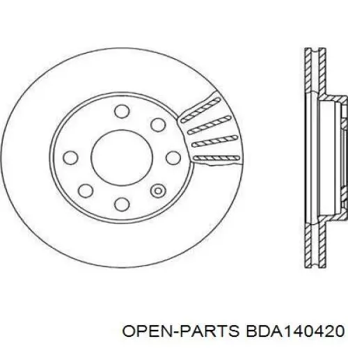 Передние тормозные диски BDA140420 Open Parts