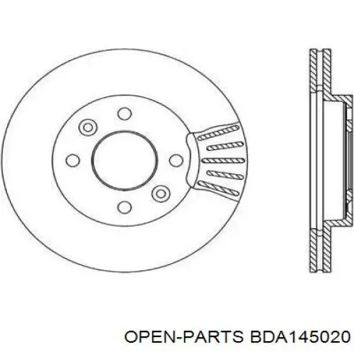 Передние тормозные диски BDA145020 Open Parts