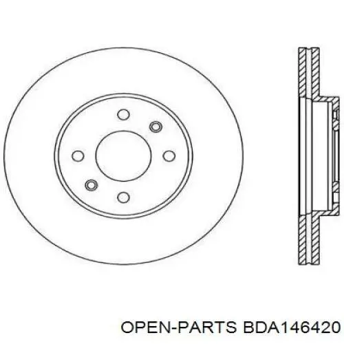 Передние тормозные диски BDA146420 Open Parts