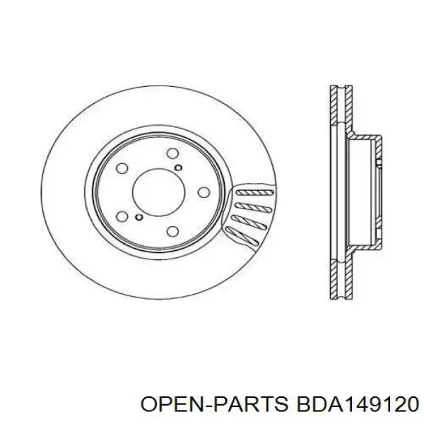 Передние тормозные диски BDA149120 Open Parts