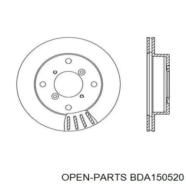 Передние тормозные диски BDA150520 Open Parts