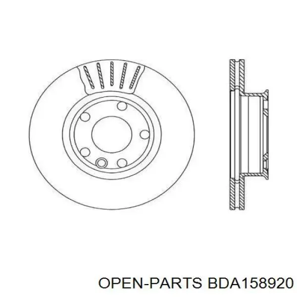 Передние тормозные диски BDA158920 Open Parts