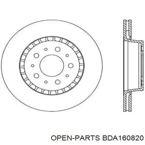 Передние тормозные диски BDA160820 Open Parts