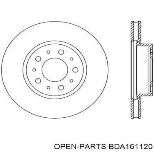 Передние тормозные диски BDA161120 Open Parts