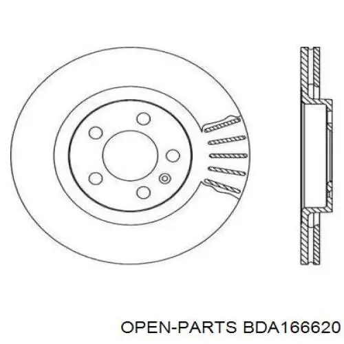 Передние тормозные диски BDA166620 Open Parts