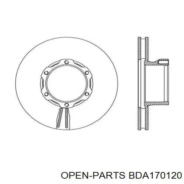 Передние тормозные диски BDA170120 Open Parts