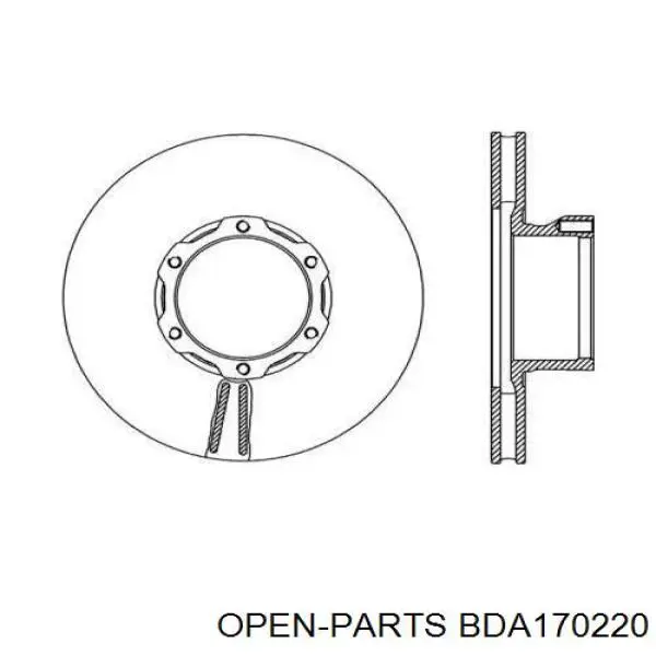 Передние тормозные диски BDA170220 Open Parts