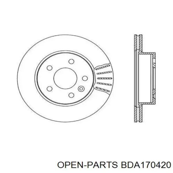 Передние тормозные диски BDA170420 Open Parts