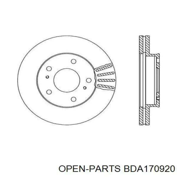 Передние тормозные диски BDA170920 Open Parts