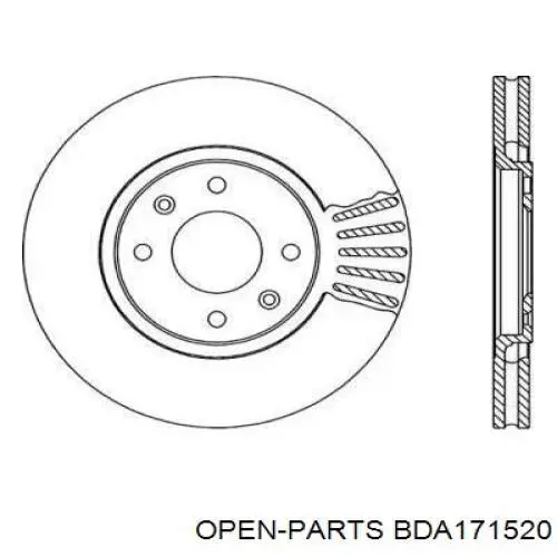 Передние тормозные диски BDA171520 Open Parts