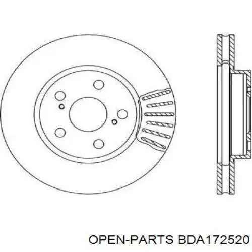 Передние тормозные диски BDA172520 Open Parts