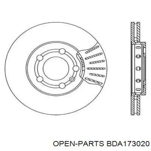 Передние тормозные диски BDA173020 Open Parts