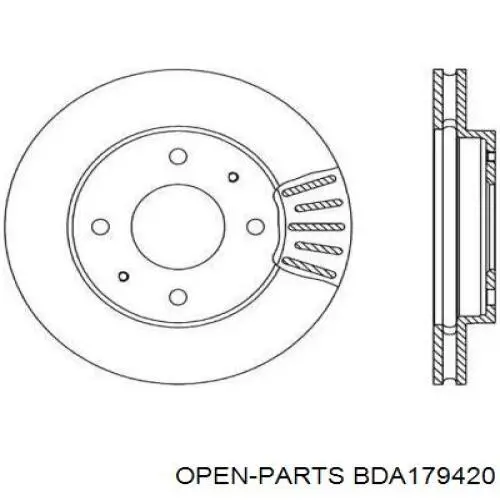 Передние тормозные диски BDA179420 Open Parts