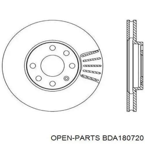 Передние тормозные диски BDA180720 Open Parts