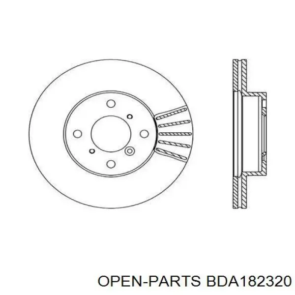 Передние тормозные диски BDA182320 Open Parts