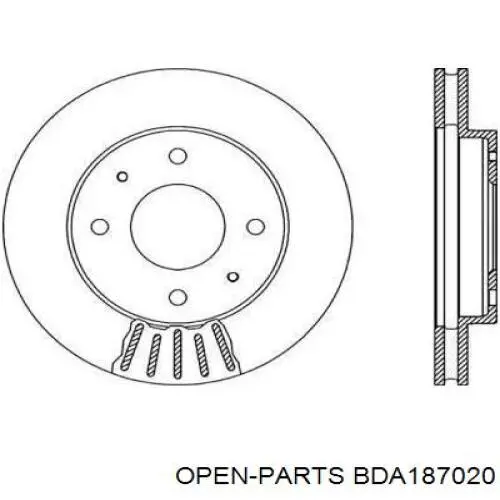 Передние тормозные диски BDA187020 Open Parts