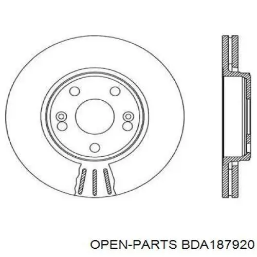 Передние тормозные диски BDA187920 Open Parts