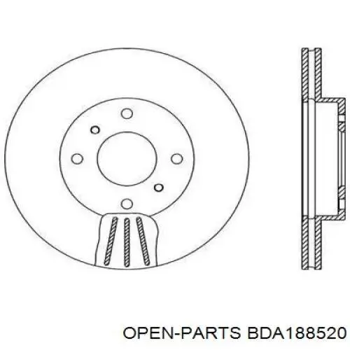 Передние тормозные диски BDA188520 Open Parts