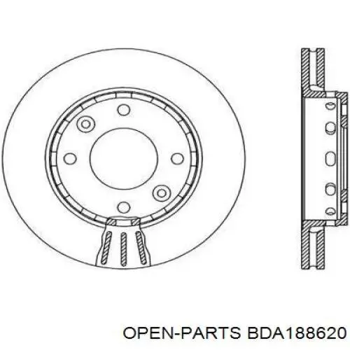 Передние тормозные диски BDA188620 Open Parts