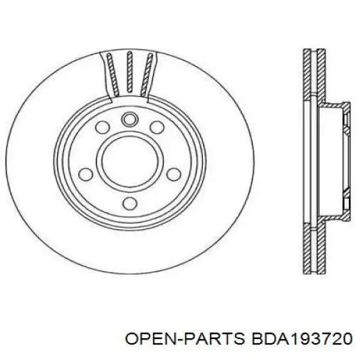 Передние тормозные диски BDA193720 Open Parts