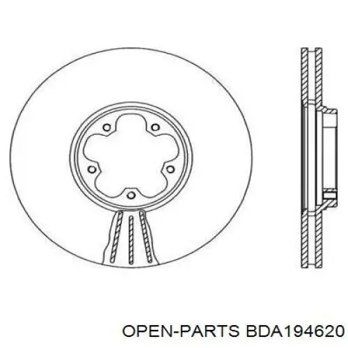 Передние тормозные диски BDA194620 Open Parts