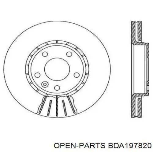 Передние тормозные диски BDA197820 Open Parts