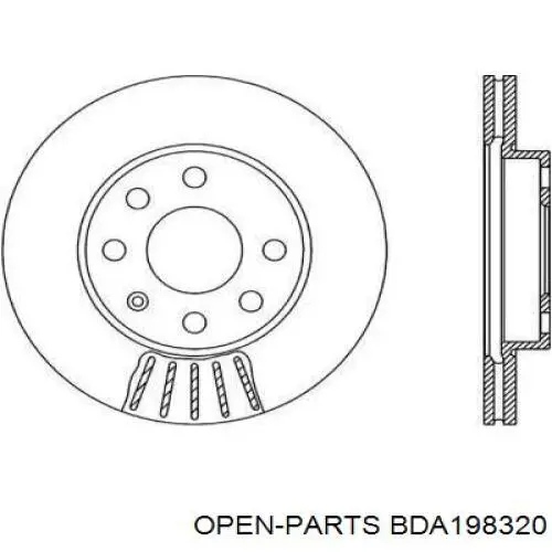 Передние тормозные диски BDA198320 Open Parts