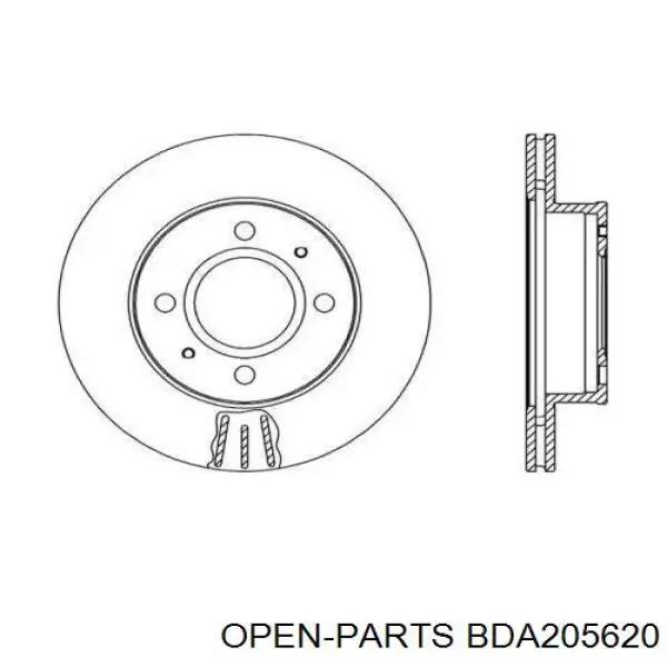 Передние тормозные диски BDA205620 Open Parts